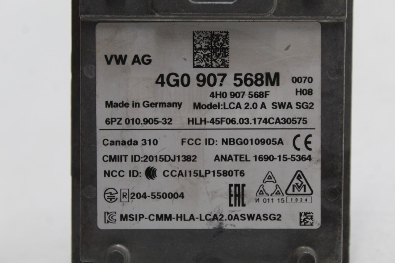 Chassis ECM Driver Assist Blind Spot Alert Trunk 2016-2018 AUDI A6 OEM #45220 4G0907568M