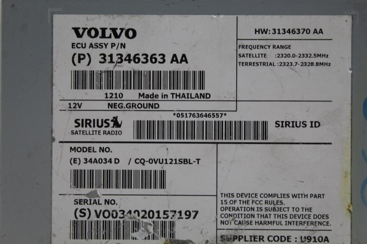 Audio Equipment Radio Tuner Satellite Fits 2009-2016 VOLVO 60 SERIES OEM #33336 31346363AA high resolution2