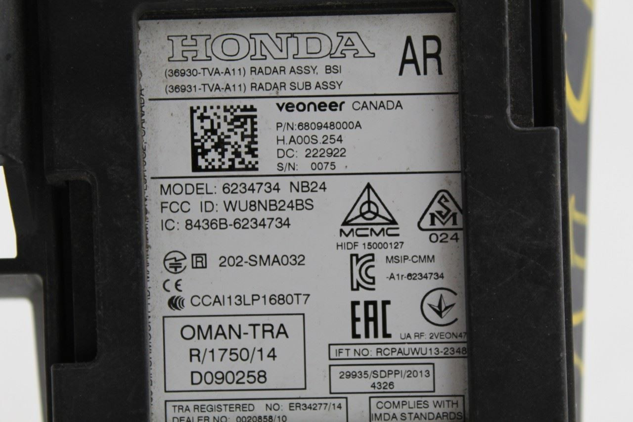 Right Passenger Camera/Projector Radar Unit Rear 2021-22 HONDA ACCORD OEM #45911 36931TVAA11, 36931TVAA11