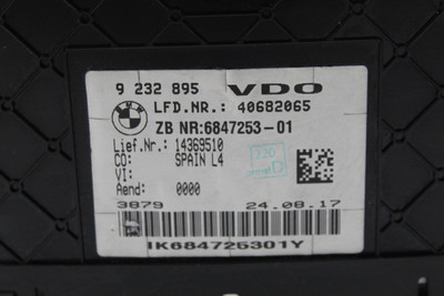 Speedometer 43K MPH Base With Head-up Display Fits 2013-2018 BMW 330i OEM #38061 6847253-01 high resolution2