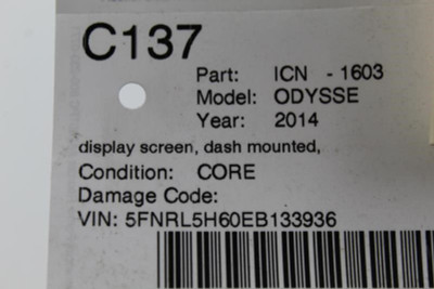 Info-GPS-TV Screen Display Dash Mounted Upper 2014-2017 HONDA ODYSSEY OEM #14512 39810-TK8-A110-M1 high resolution2