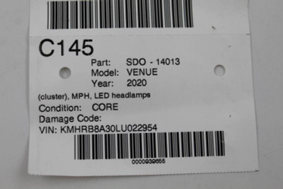 Speedometer Cluster 14K Miles MPH LED Headlamps 2020 HYUNDAI VENUE OEM #14150 94011-K2090 high resolution2