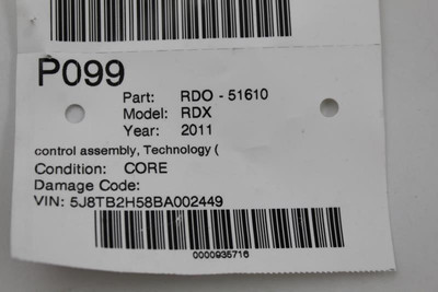 Audio Equipment Radio Control Assembly Technology 2010-2012 ACURA RDX OEM #14169 390505TKA310M1 high resolution2
