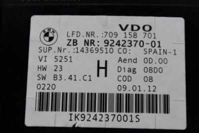Speedometer 95K Miles MPH I RWD Standard Cruise 2009-2012 BMW 335i OEM #14066 9242370-01