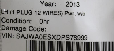 Left Driver Side White 12 Wire Door Mirror Power 2010-2015 JAGUAR XF OEM #15615 high resolution2