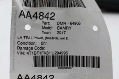 Left Driver Side Teal Door Mirror Power Heated 2015-2017 TOYOTA CAMRY OEM #12089 high resolution2