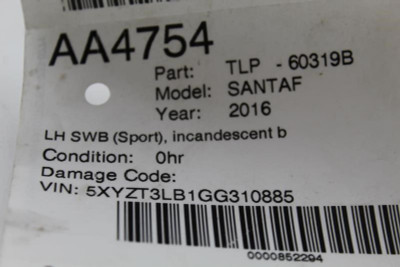 Left Driver Tail Light SWB Incandescent Bulb 2013-16 HYUNDAI SANTA FE OEM #12039 92401-4Z0 high resolution2