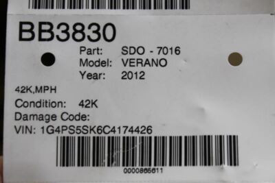 Speedometer 42K Miles MPH 2012 BUICK VERANO OEM #12483 22870834