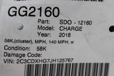 Speedometer Cluster 58K Miles 140 MPH 2018 DODGE CHARGER OEM #12561 P68351433AB high resolution2
