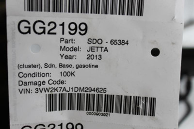 Speedometer Cluster 100K Miles Base Engine MPH 2013 VOLKSWAGEN JETTA OEM #12375 5C6920952 high resolution2