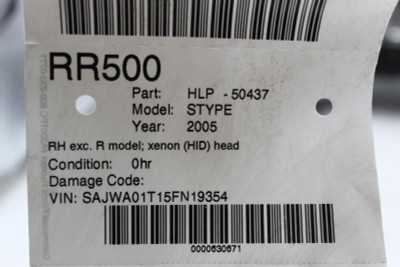 Right Passenger Headlight Excluding R Model Xenon HID 2003-2008 S TYPE OEM 13085 high resolution2