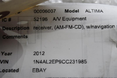 Audio Equipment Radio Receiver AM-FM-CD 2011-2013 NISSAN ALTIMA OEM #13602 25915ZX06A high resolution2