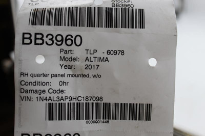 Passenger Tail Light Quarter Panel Mounted Fits 16-17 ALTIMA 11372 high resolution2