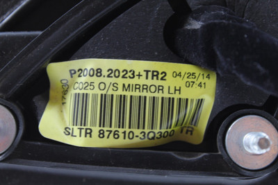 Driver Side View Mirror Power VIN B 8th Digit Turbo 2014 HYUNDAI SONATA #37213 87610-3Q300 high resolution2