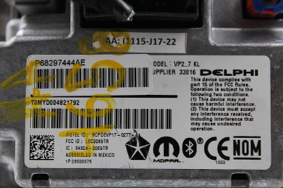 Audio Equipment Radio Display And Receiver 2019 JEEP CHEROKEE OEM #10728 68297444AE high resolution2