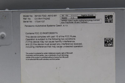 Audio Equipment Radio Receiver Hatchback Sport Touring 2017-18 HONDA CIVIC #6862 39100-TGG-A610-M1 high resolution2