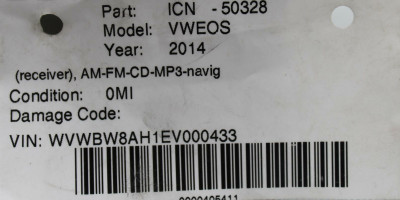 2012-2017 VOLKSWAGEN EOS JETTA CC INFO NAVIGATION DISPLAY AM/FM RADIO CD PLAYER 1K0035274 high resolution2