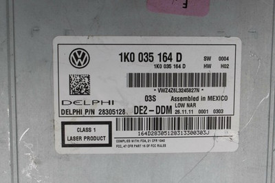 2012 VOLKSWAGEN JETTA AM/FM RADIO CD PLAYER RECEIVER 1K0035164D OEM