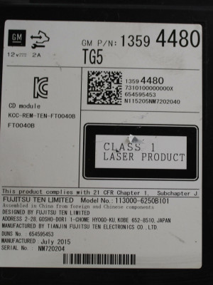 14 15 16 BUICK REGAL CD PLAYER INTELLILINK RECEIVER 13594480 OEM high resolution2