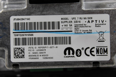 Audio Equipment Radio Display And Receiver Sirius Fits 20 PACIFICA 34751 68428471AC high resolution2