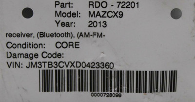 2013 MAZDA CX9 CX-9 AM/FM RADIO CD PLAYER RECEIVER NAVIGATION OEM high resolution2