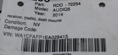 Audio Equipment Radio VIN Fp 7th And 8th Digit Radio 2013-2017 AUDI Q5 OEM #422 8R1035186Q high resolution2