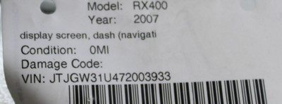 Info-GPS-TV Screen Display Screen Dash Navigation 2007 LEXUS RX400H EOM #1765 86110-48440 high resolution2