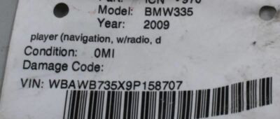 Info-GPS-TV Screen Player Navigation With Radio Fits 09 BMW 128i OEM #1142 921493401
