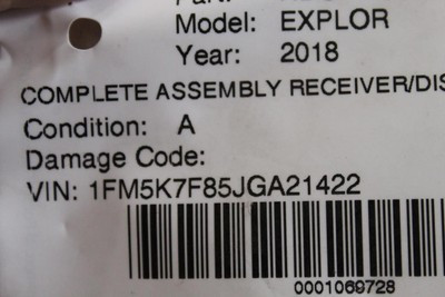 Audio Equipment Radio Receiver Am-fm-cd Fits 2017-2019 FORD EXPLORER OEM #36400 GB5T18B955SC, HB5T18A802HB, JB5T19C107CB