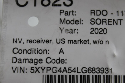 Audio Equipment Radio Receiver US Market ID 96160C6ND0WK 2020 KIA SORENTO #39319 96160-C6ND0WK high resolution2