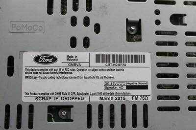 Audio Equipment Radio Receiver AM-FM-CD-MP3 2015-2016 FORD ESCAPE OEM #39972 CJ5T-19C107-FA