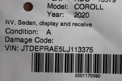 Audio Equipment Radio Sedan Display And Receiver Fits 2020 TOYOTA COROLLA #38498 86140-12350