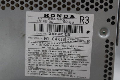 Audio Equipment Radio US Market Receiver Assembly Base 2014-2015 ACURA ILX 41068 39100-TX6-A21