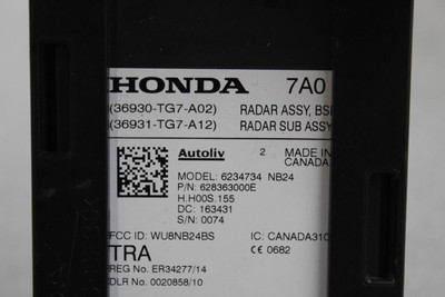 Passenger Camera/Projector Radar Quarter Mounted 2016-2019 HONDA PILOT #41081 36930-TG7-A02, 36931-TG7-A12