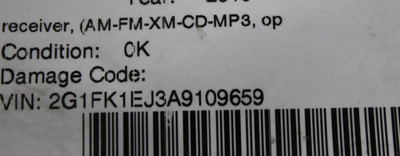 Audio Equipment Radio Receiver AM-FM-XM-CD-MP3 2011 CHEVROLET CAMARO OEM #41665 20854719