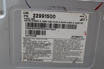 Audio Equipment Radio Control Panel Coupe Fits 13-15 CTS 42120 22991500