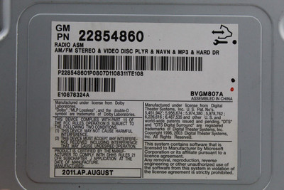 Audio Equipment Radio Receiver Opt U2X Fits 2012 CADILLAC CTS OEM #42435 22854860