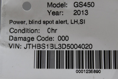 Left Driver Side Silver Door Mirror Power Fits 2013 LEXUS GS450H OEM #43097 8794030D40C0