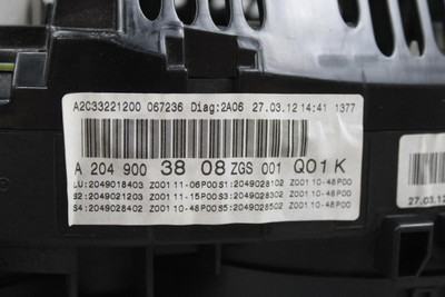 Speedometer 171K Miles MPH 204 Type Sedan AWD Fits 2012 MERCEDES C250 OEM #43539 A2049003808