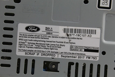 Audio Equipment Radio Receiver AM-FM-CD-MP3 Fits 2017-2020 FORD FUSION OEM 43630 HS7Z18C869XB, HS7T19C107XB