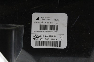 Right Passenger Tail Light Incandescent Fits 2016-19 VOLKSWAGEN PASSAT OEM 35767 561945096