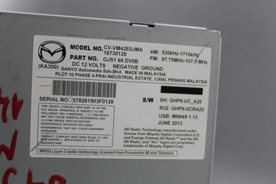 Audio Equipment Radio Display And Receiver Am-fm-cd 2014-2015 MAZDA 6 OEM #44046 GJS166DV0B, GJS166DV0B, GJS166DV0A