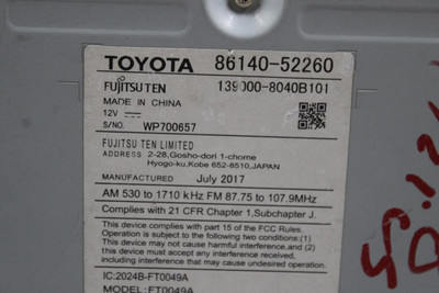 Audio Equipment Radio Prius C Fits 2018-2019 TOYOTA PRIUS OEM #44028 8614052260, 8614052270, 8614052271, 8614052270