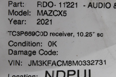 Audio Equipment Radio Receiver Fits 2021-2023 MAZDA CX-5 OEM #44761 TC3P669C0D, TC3P669C0L, TC3P669C0K, TC3P669C0J