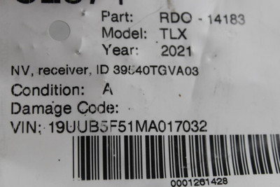 Audio Equipment Radio Receiver Fits 2021 ACURA TLX OEM #44870 39540TGVA03, 39540TGVA03