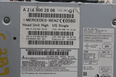 Audio Equipment Radio 218 Type CLS400 Fits 2015-17 MERCEDES CLS-CLASS OEM #45067 2189002806, 2189002806