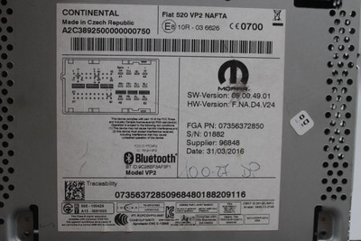 Audio Equipment Radio Display And Receiver Sirius 2015-2017 JEEP RENEGADE #45152 6RQ12LXHAA, 6RQ12LXHAA, 6NC38LXHAA, 6HY55LXHAA