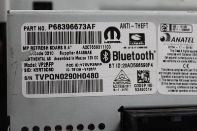 Audio Equipment Radio Display Screen And Receiver 2019-20 JEEP COMPASS OEM 45255 68396673AF, 68396673AF, 68396673AE, 68396673AC