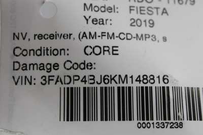 Audio Equipment Radio Receiver AM-FM-CD-MP3 Fits 2018-19 FORD FIESTA OEM #45329 D2BZ18C869AJ, D2BT19C107EN
