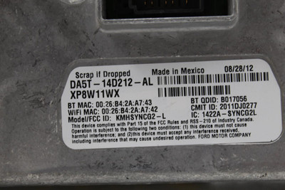 Chassis ECM Communication Voice Recognition Fits 2014-2018 FORD ESCAPE OEM 33340 DA5T-14D212-AL high resolution2